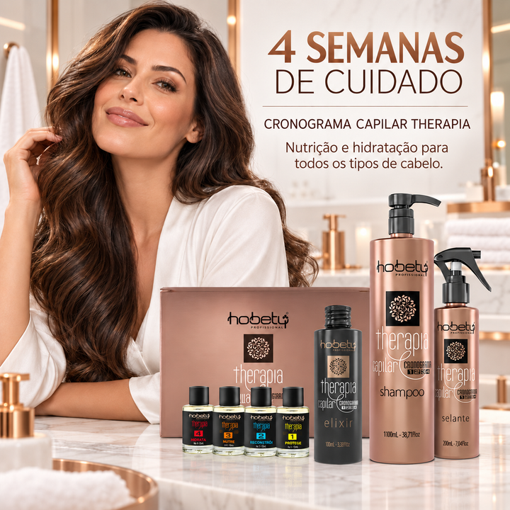 Cronograma Capilar Therapia Hobety completo com mulher